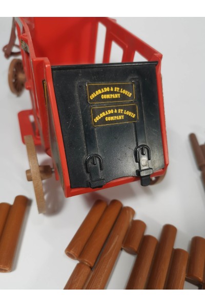 Vintage Playmobil Set with Pieces from Western Fort Union Figures, Carriage, Animals & Accessories