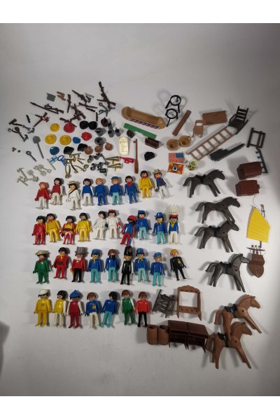 Large Pack of Old Playmobil Western Figures & Accessories