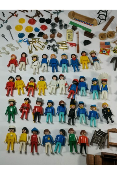 Large Pack of Old Playmobil Western Figures & Accessories