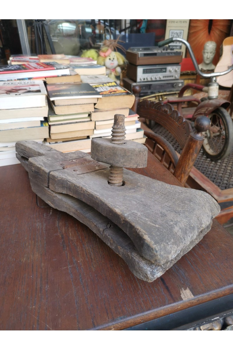 Old Wooden Vise Handmade, Rustic Decorative