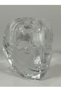 Kosta Boda Vintage Art Glass Κεφαλή Γλυπτό από Κρύσταλλο Press Papier Ice Glass, Tealight Holder