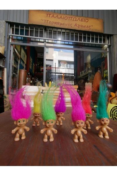 Vintage Troll Dolls Σετ 7 Μίνι Φιγούρες με Πολύχρωμα Μαλλιά 90s