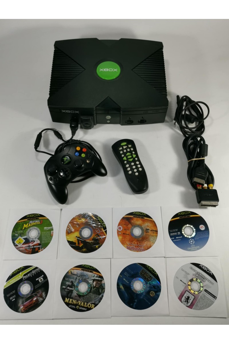Original Xbox PAL Λειτουργική Κονσόλα με Χειριστήριο, Παιχνίδια & DVD Playback Kit