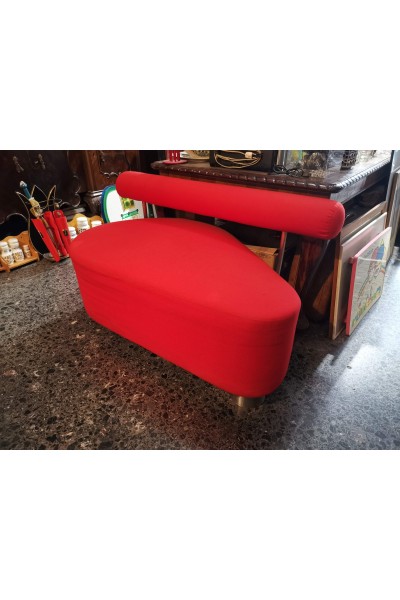 Red Modern Chaise Lounge Seating Sofa Minimal Design