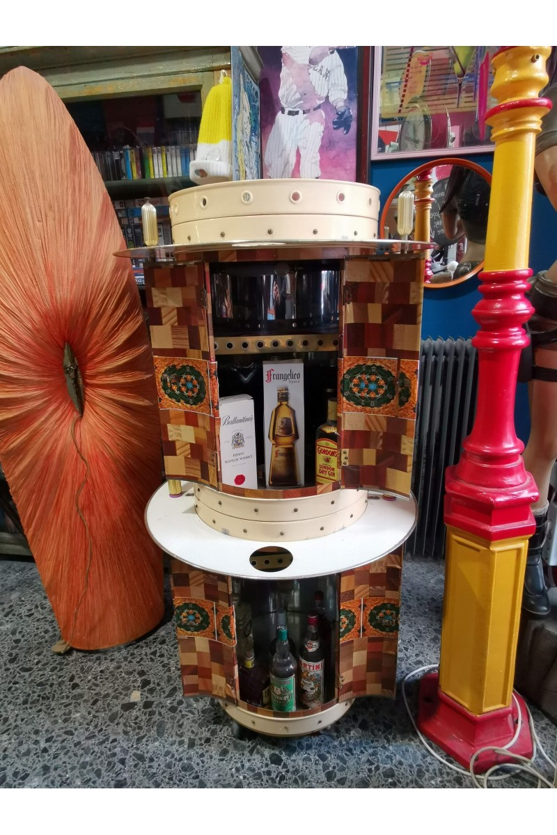 Vintage Rotating Mini Bar Cabinet 70s Retro Design
