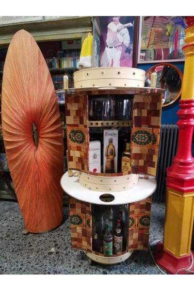 Vintage Rotating Mini Bar Cabinet – 70s Retro Design