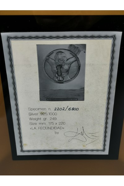 Salvador Dalí La Fecundidad Sterling Silver Relief Plaque 2202/6800 with CΟA