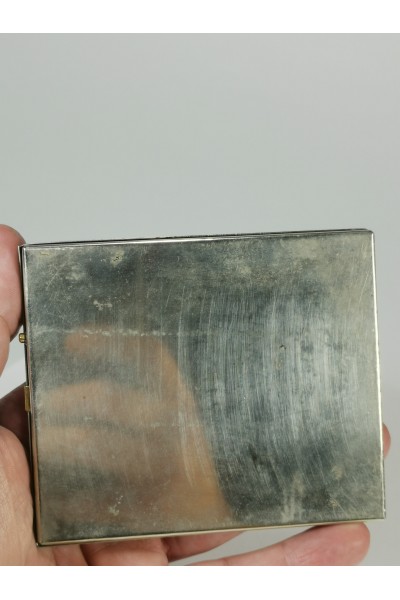 Vintage Alpaca Tobacco Box with Handmade Ship Engraving ALTANA Briki Signature Katsoulis
