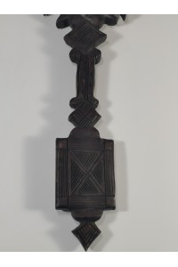 Vintage Ethiopian Hand Carved Wooden Coptic Cross African Tribal Christian Art