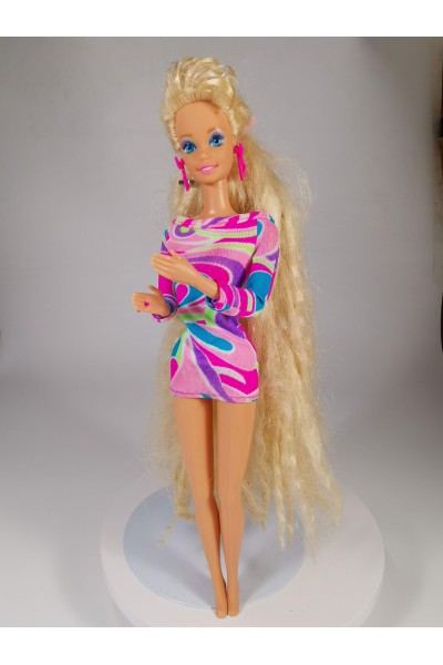 Vintage Barbie Totally Hair 1992 Original 90s Doll with Dress & Earrings
