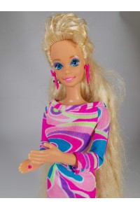 Vintage Barbie Totally Hair Κούκλα 90s με Φόρεμα & Σκουλαρίκια