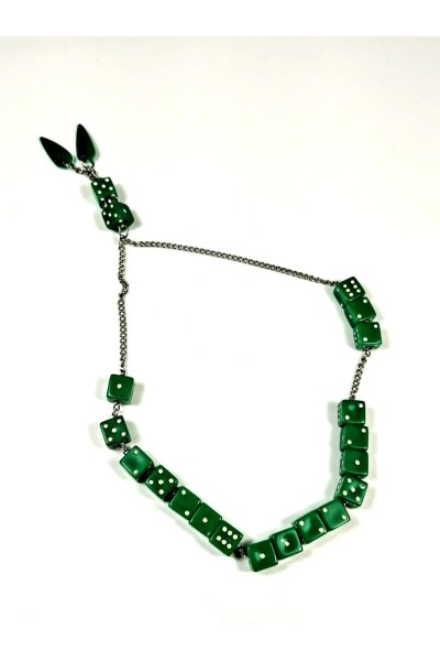Vintage Dice Kompoloi Rosary 18 Green Plastic Dice 80s
