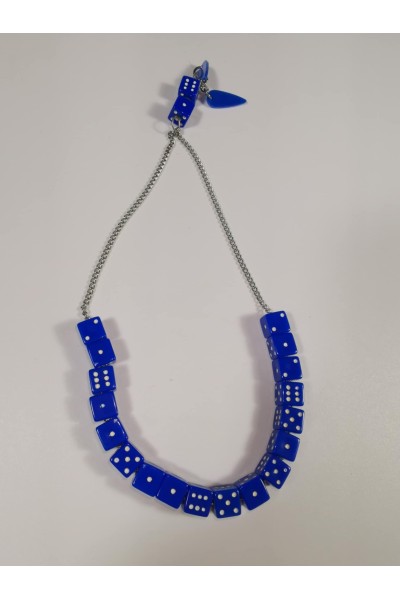 Vintage Dice Kompoloi Rosary 18 Blue Plastic Dice 80s