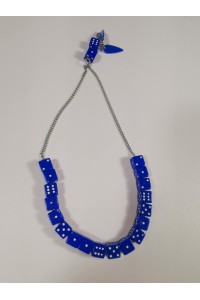 Vintage Dice Kompoloi Rosary 18 Blue Plastic Dice 80s