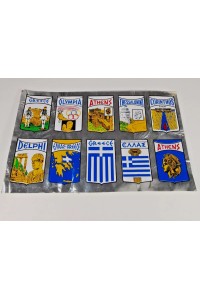 Vintage Ελληνικά Αυτοκόλλητα με Αντιπροσωπευτικά Σήματα και Μέρη της Ελλάδας