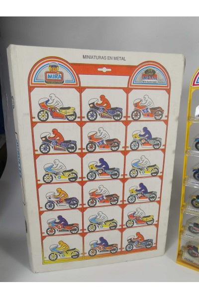 Vintage Συλλεκτικό Display MIRA με 18 Μεταλλικές Μινιατούρες Motocross Die Cast
