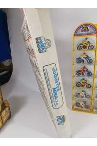 Vintage MIRA Display with 18 Die Cast Motocross Motorcycle Miniatures