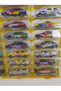 Vintage Collectible MIRA Display with 24 Die Cast Rally Cars