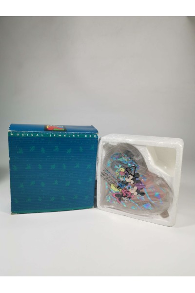 Vintage Disney Musical Jewelry Box Καρδιά Mickey & Minnie με Κουτί Δοκιμασμένο και Λειτουργικό