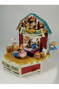 Enesco 1990 Haystack Hoedown Musical Box Mice Barn Dance Συλλεκτικό Μουσικό Κουτί