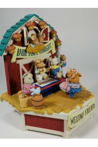 Enesco 1990 Haystack Hoedown Musical Box Mice Barn Dance Συλλεκτικό Μουσικό Κουτί