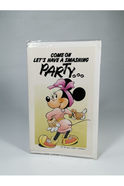 Vintage Disney Minnie Mouse Ευχετήρια Κάρτα Πρόσκλησης Party Σφραγισμένη 90s