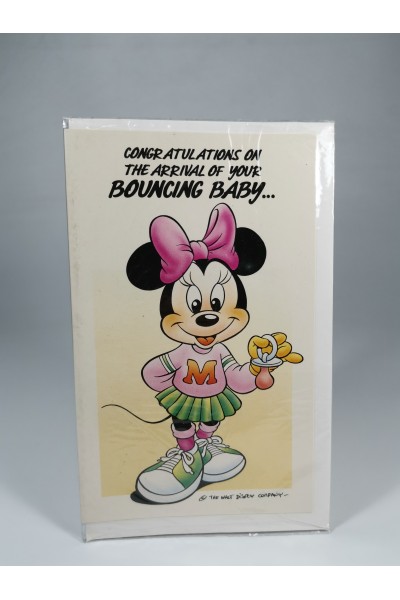 Vintage Disney Minnie Mouse Ευχετήρια Κάρτα Γέννησης Μωρού Σφραγισμένη ATTICA