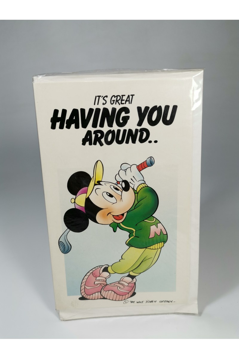 Vintage Συλλεκτική Σφραγισμένη Disney Ευχετήρια Κάρτα Mickey Mouse “It’s Great Having You Around” 90s