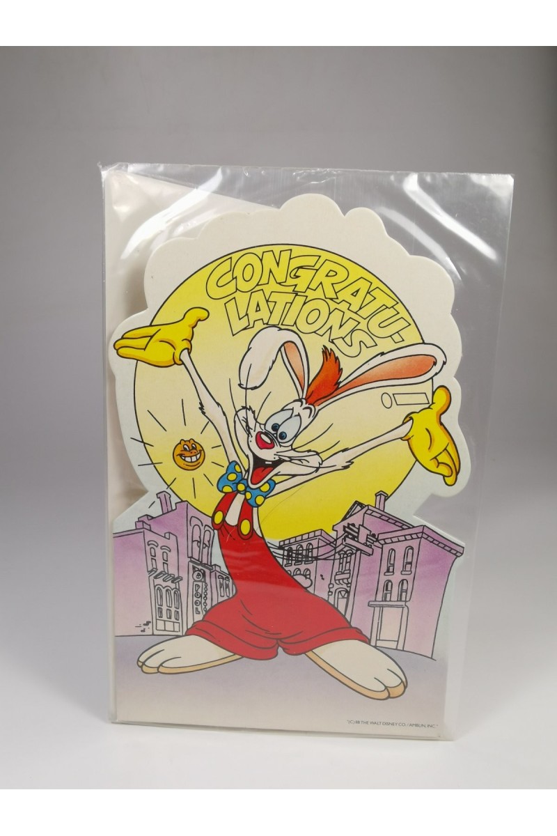 Vintage Disney Ευχετήρια Κάρτα Roger Rabbit Congratulations Σφραγισμένη 80s–90s