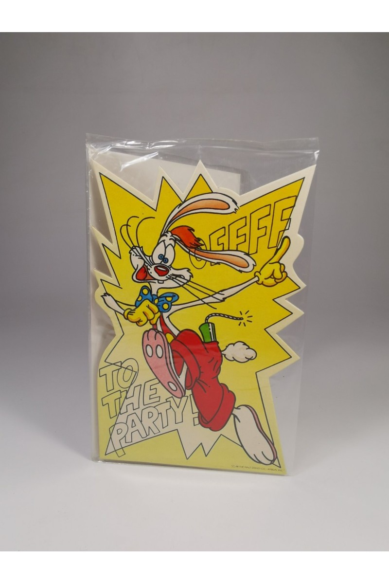 Vintage Σφραγισμένη Συλλεκτική Ευχετήρια Κάρτα Disney Roger Rabbit  OFF! TO THE PARTY! 80s