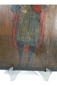 Vintage Hand-Painted Wooden Orthodox Icon of Saint Fanourios with Aged Patina 33x24cm