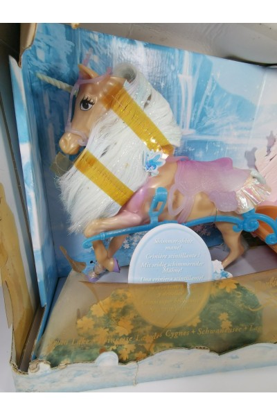 Collectible Set Barbie Swan Lake Unicorn & Swan Carriage Damaged Box
