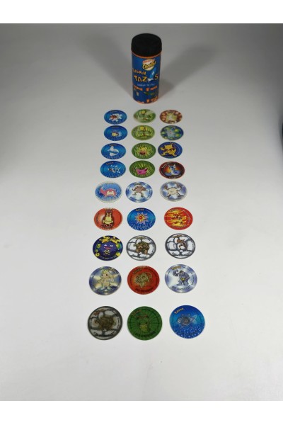 Pokemon Tazos Cheetos Set 27 Pieces with Case Vintage 90s