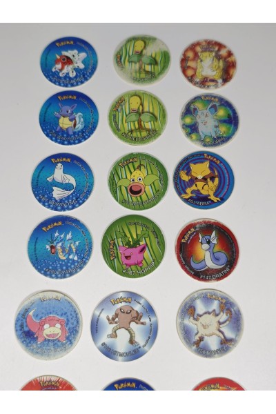 Pokemon Tazos Cheetos Set 27 Pieces with Case Vintage 90s