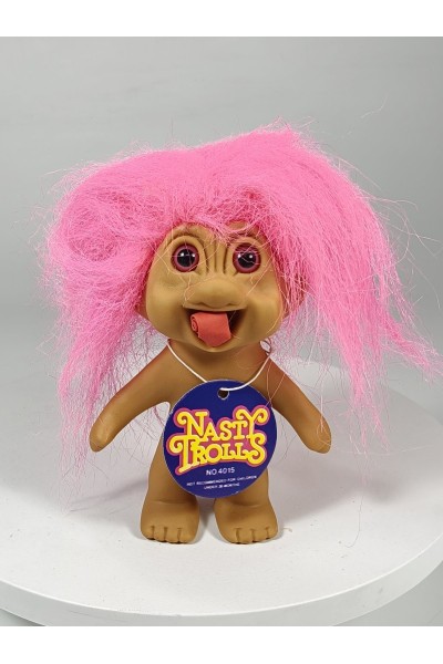Vintage Nasty Trolls Wishnik Troll Figure 10cm Pink Hair 1991