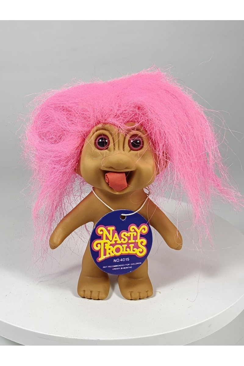 Vintage Nasty Trolls Wishnik Troll Figure 10cm Pink Hair 1991