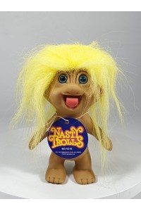 Vintage Nasty Trolls Wishnik Troll Figure 10cm Yellow Hair 1991