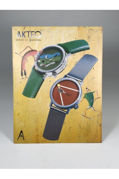 Vintage AKTEO J.C. Mareschal Διαφημιστική Ταμπέλα Ρολογιών Golf Tennis France Display