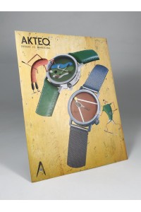 Vintage AKTEO J.C. Mareschal Διαφημιστική Ταμπέλα Ρολογιών Golf Tennis France Display