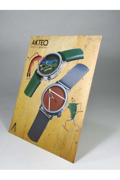 Vintage AKTEO Watch Advertising Sign J.C. Mareschal Golf Tennis France