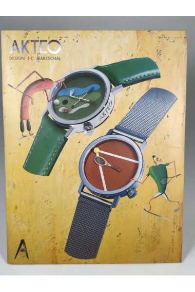 Vintage AKTEO Watch Advertising Sign J.C. Mareschal Golf Tennis France