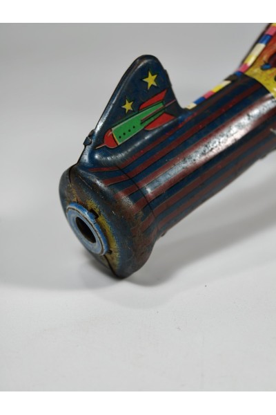 Vintage Tin Space Gun Ray Gun Made in Greece Lyra Toys 1960s Working Toy