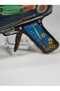 Vintage Τσίγκινο Διαστημικό Πιστόλι Παιχνίδι Ray Gun Made in Greece Lyra Toys 1960s Λειτουργικό