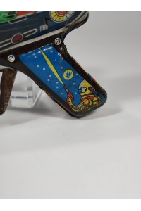 Vintage Τσίγκινο Διαστημικό Πιστόλι Παιχνίδι Ray Gun Made in Greece Lyra Toys 1960s Λειτουργικό