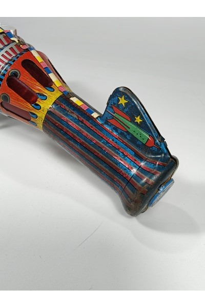 Vintage Τσίγκινο Διαστημικό Πιστόλι Παιχνίδι Ray Gun Made in Greece Lyra Toys 1960s Λειτουργικό