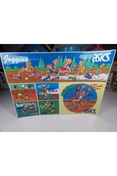 80s Αυτοκόλλητα με Αθλήματα Ολυμπιακών Αγώνων σε Cartoons από την Asics